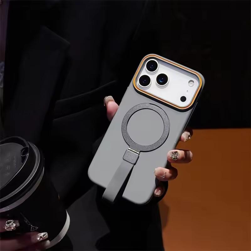 Для Magsafe Магнитный Кронштейн Кольцо-Держатель Чехол Для iPhone 17 16 Plus 15 14 13 12 Pro Max 17 Air Мягкий Силиконовый Ремешок на Запястье Чехол