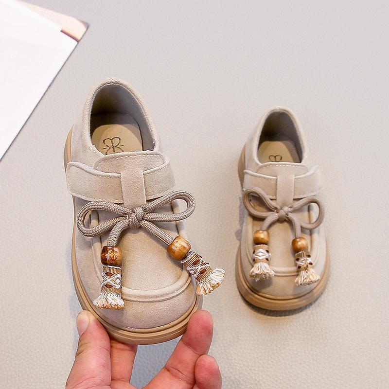 Девичьи мокасины Birkenstock с кисточками - Весна/Осень 2026, Повседневные кожаные мокасины для маленьких девочек, Новая универсальная обувь в китайском стиле.