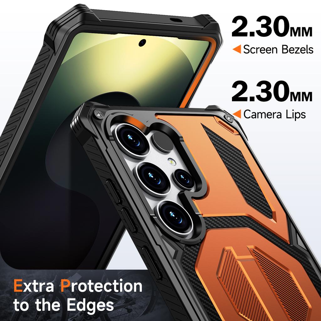 For Samsung Galaxy S24 Ultra Magnetic Case Rotating Kickstand PC + TPU Shockproof Drop-proof Phone Cover