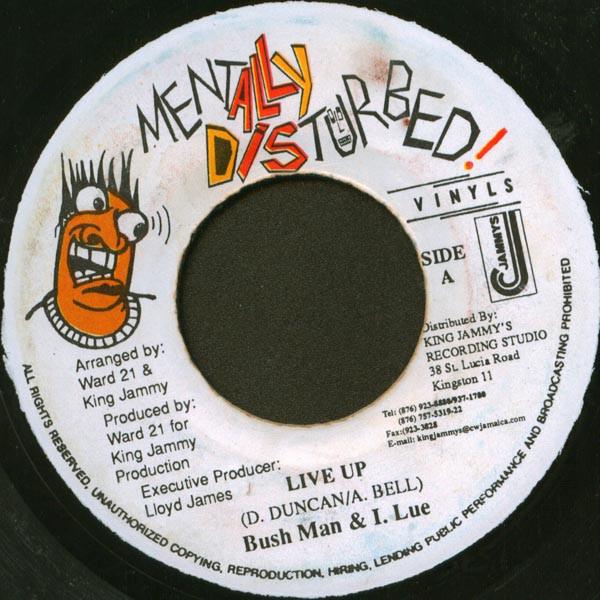 7-дюймовая пластинка BUSHMAN & I LUE - Live Up NONE Mentally Distur 2000 Ямайка Регги, Ска и Даб Б/У