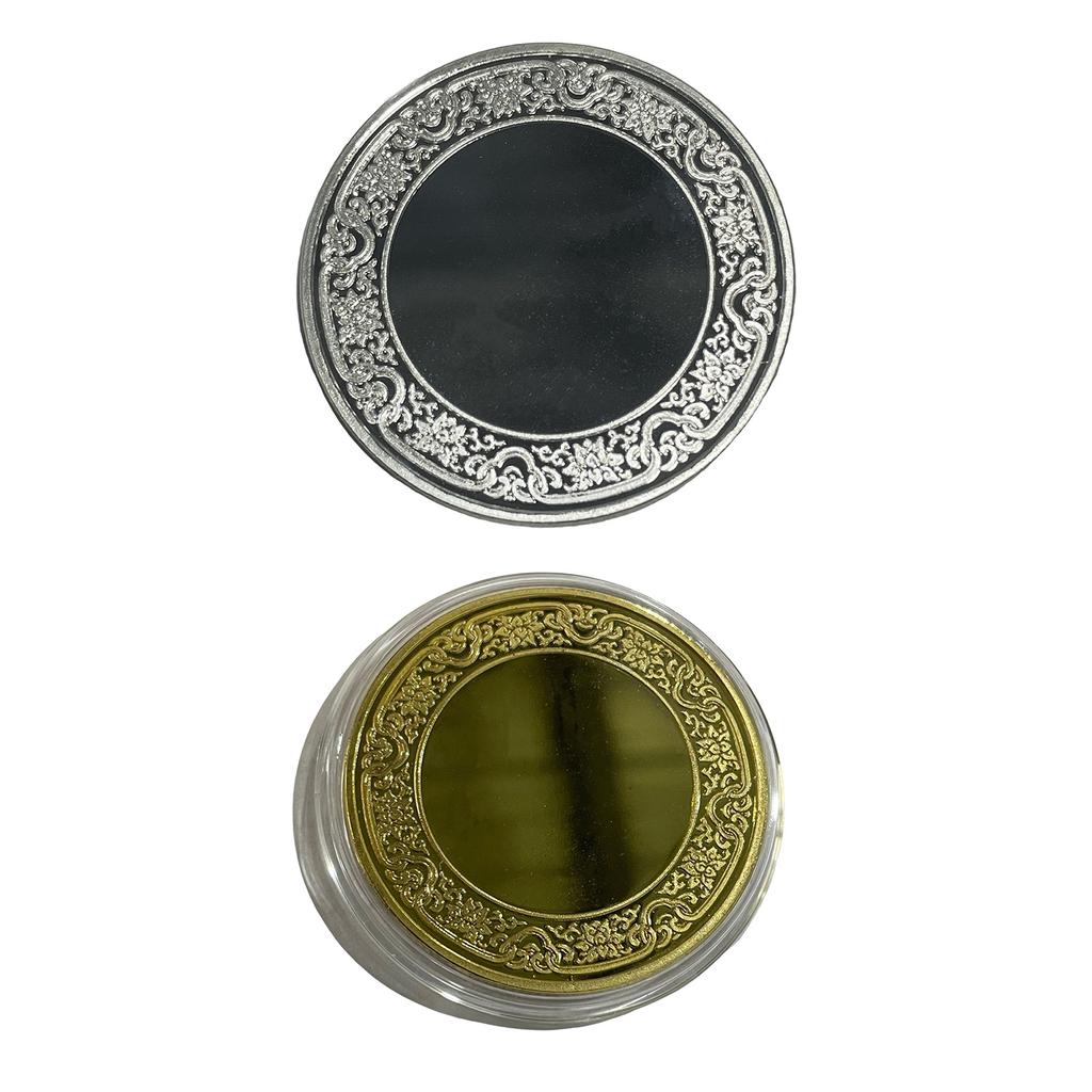 Набор из 10 чистых монет для гравировки 40 мм, цельнометаллических с покрытием, монеты с цветочным краем и защитной коробкой для персонализированных поделок