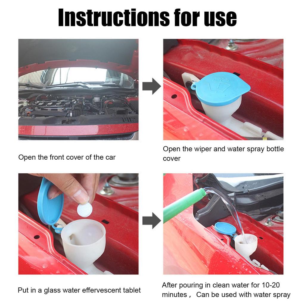 Concentrated Washer Fluid, Car Windshield Washer Tablet, Wiper Fluid 24 Pcs Car Windshield Washer