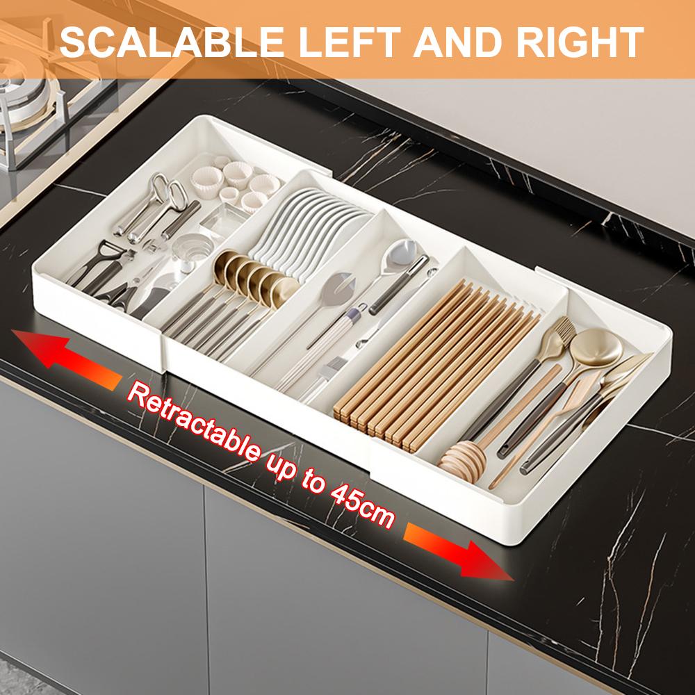 Органайзер для ящиков кухонных столовых приборов, выдвижной лоток для кухонных столовых приборов, регулируемый держатель для столовых приборов, ложек, вилок, ножей