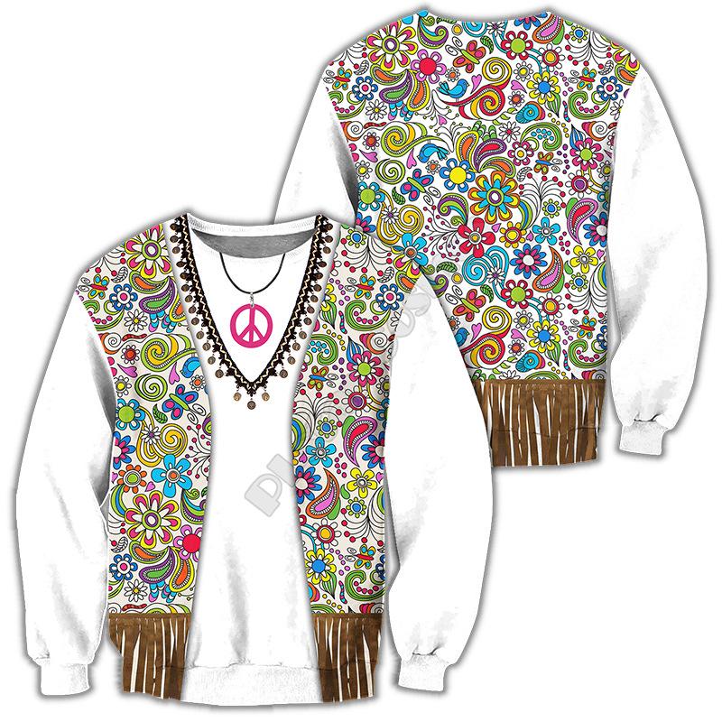 Свободный свитшот с круглым вырезом, креативный 3D-цифровой индийский принт, топ с длинными рукавами