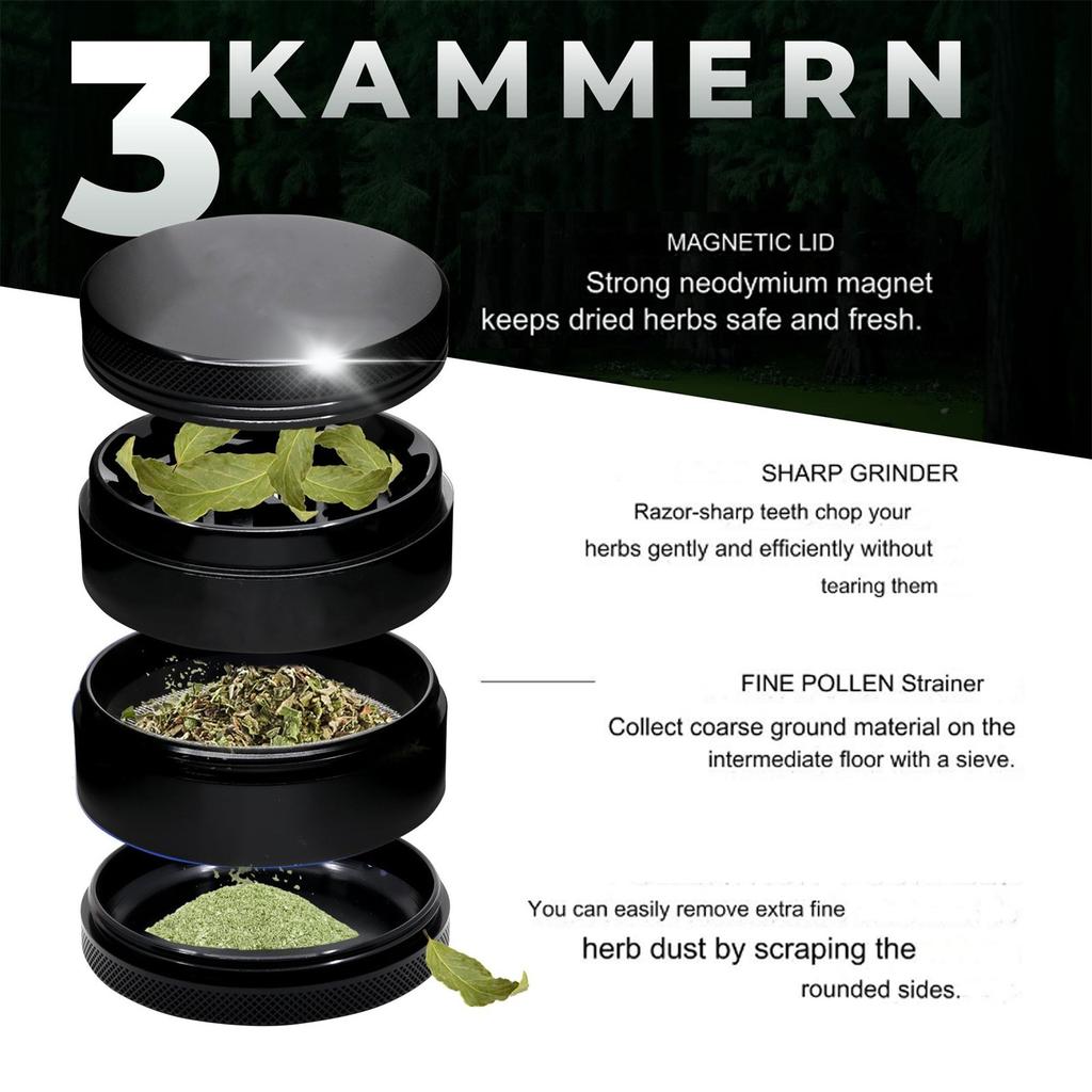 Алюминиевая мельница, измельчитель трав из 4 частей, набор дробилок для сушеных трав, цветов и специй с отделением и скребком