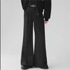Men's Black Loose Straight Wide-Leg Draped Trousers