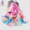 [BYSIFA] Bean Green 100% Silk Chiffon Hijab Scarf Ladies Brand Long Scarf Beach Shawls Autunm Winter Women Floral Design Scarves