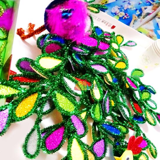 100Pcs Glitter Chenille Stems Flexible Bendable Plush Tinsel Stems Kids Educational DIY Craft Supplies Toys Crafting
