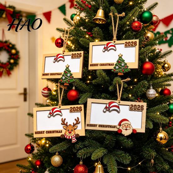 Christmas Tree Decoration with Money Slot 2Pcs Holder Hanging Ornament for Cash, Wooden Xmas Holiday Decoration, Reusable Cash Box Party Tabletop