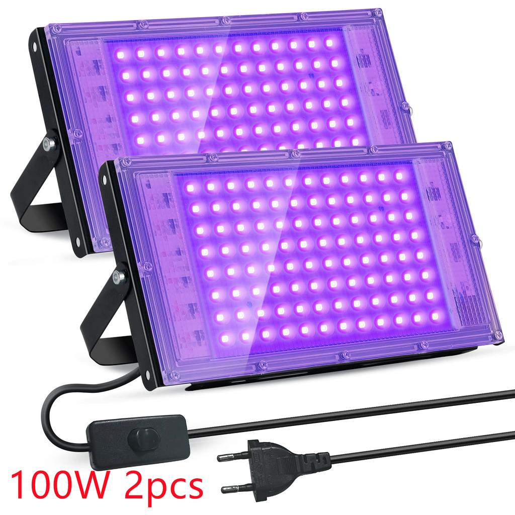 UV Black Light 50W 100W 150W Outdoor LED Flood Light Black Light LED Spotlight 395nm Lamp for Disco Glow Party Stage Light