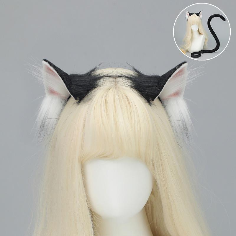 Simulation animal ear cat ear headband handmade plush cos cat ear props Comic-Con headdress cat ear cat tail set