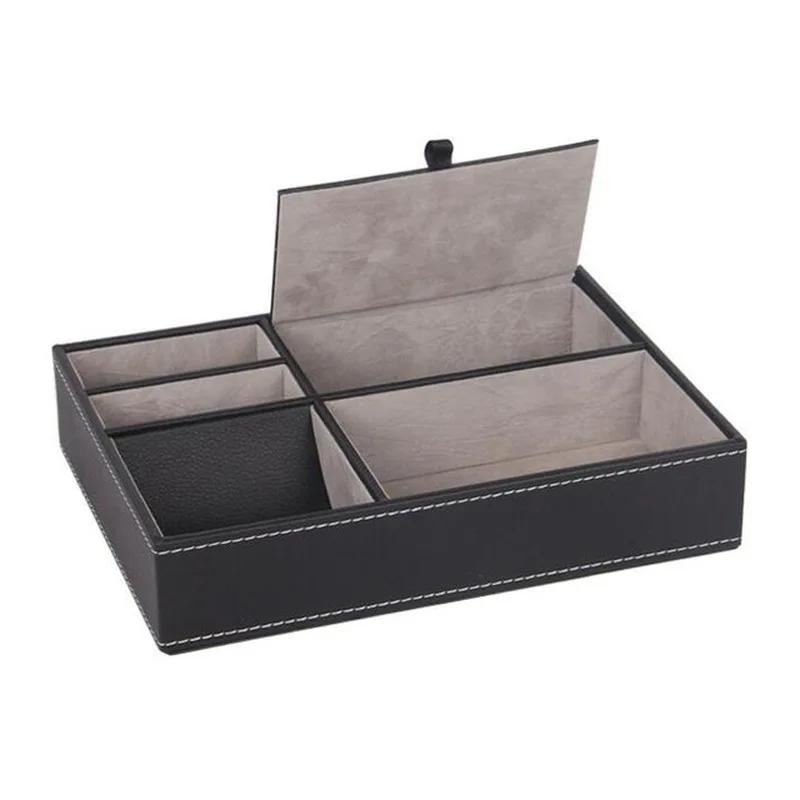 PU Leather Watch Protective Box Case Watch Jewelry Ring Display Storage Tray Desktop Holder Organizer for Women Men Organization