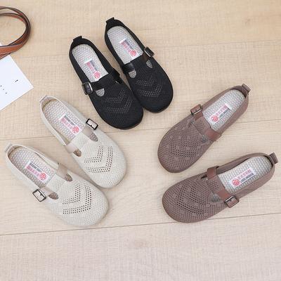 Женские повседневные туфли из дышащей сетки, женская модная обувь на плоской подошве с сплошным дном, удобная массивная обувь без застежек для лета