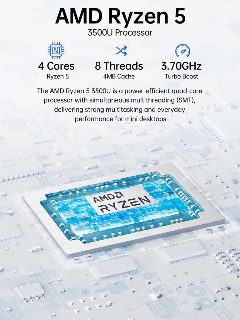 Мини-ПК GMK G10 16 ГБ ОЗУ + 1 ТБ SSD AMD Ryzen 5 3500U Графика Radeon Vega 8 WINDOWS 11