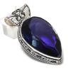 Аметист Драгоценный камень Ручная работа 925 Стерлинговое серебро Ювелирное изделие Подвеска 2.01" M4Q79