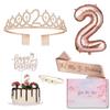 Children's Birthday Party Set: Crown, Balloons, Candles, Cake Toppers for Ages 1-4