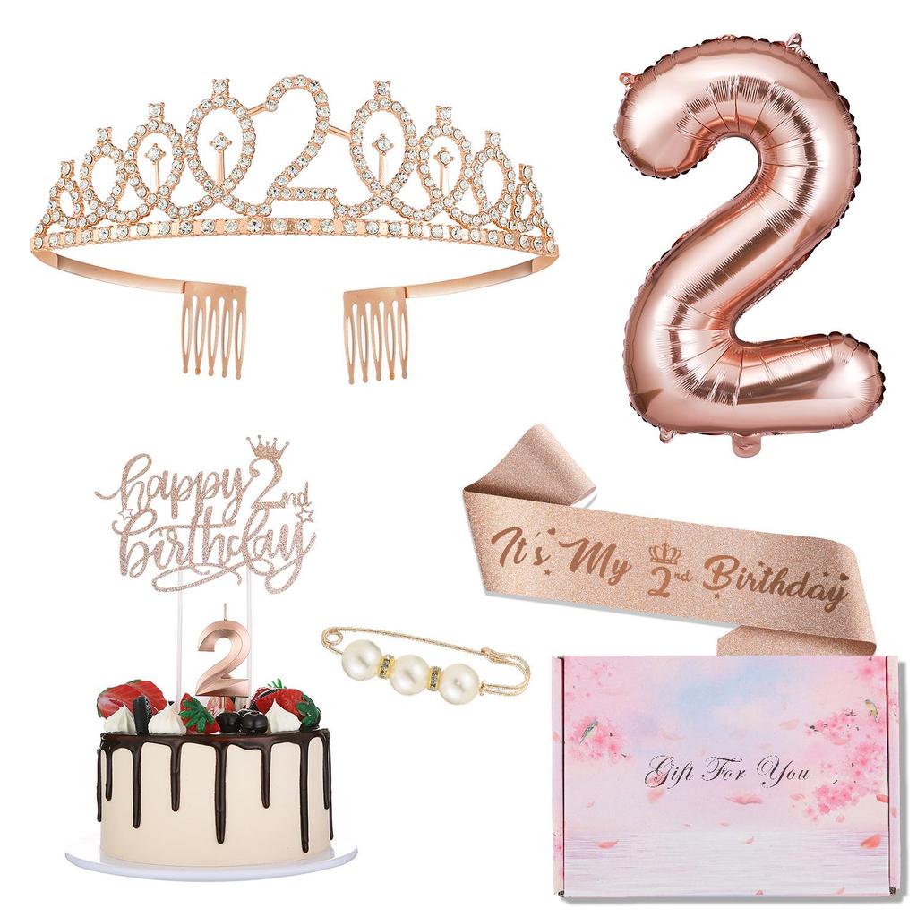 Children's Birthday Party Set: Crown, Balloons, Candles, Cake Toppers for Ages 1-4