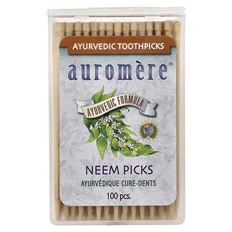 Auromere, Аюрведические зубочистки с нимом, 100 шт., 1 шт.