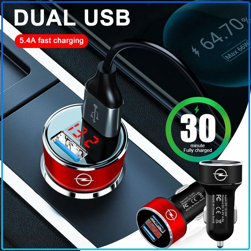 2 USB-порта Быстрая зарядка Цифровой дисплей Автомобильные зарядные устройства Автозапчасти Для Opel Astra H G J Insignia Mokka Zafira Corsa Vectra B C D
