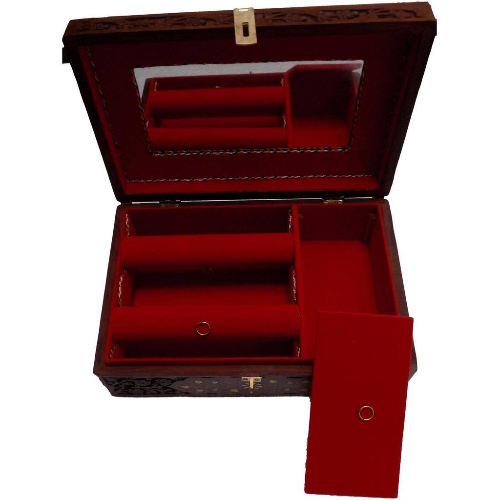 Handicraft BANGLE AND JEWELLERY HOLDER OF BRASS INLAY WORK AND CARVING BANGLE HOLDER, JEWELLERY HOLDER Vanity Box  (Brown)
