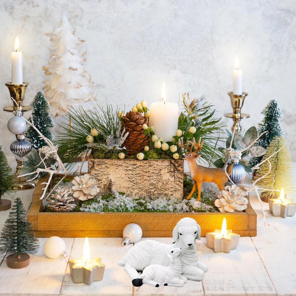 Decorative Resins Sheep Sculptures for Living Room Or Garden Ornamentation White Lambs Miniatures Figurines Ornaments