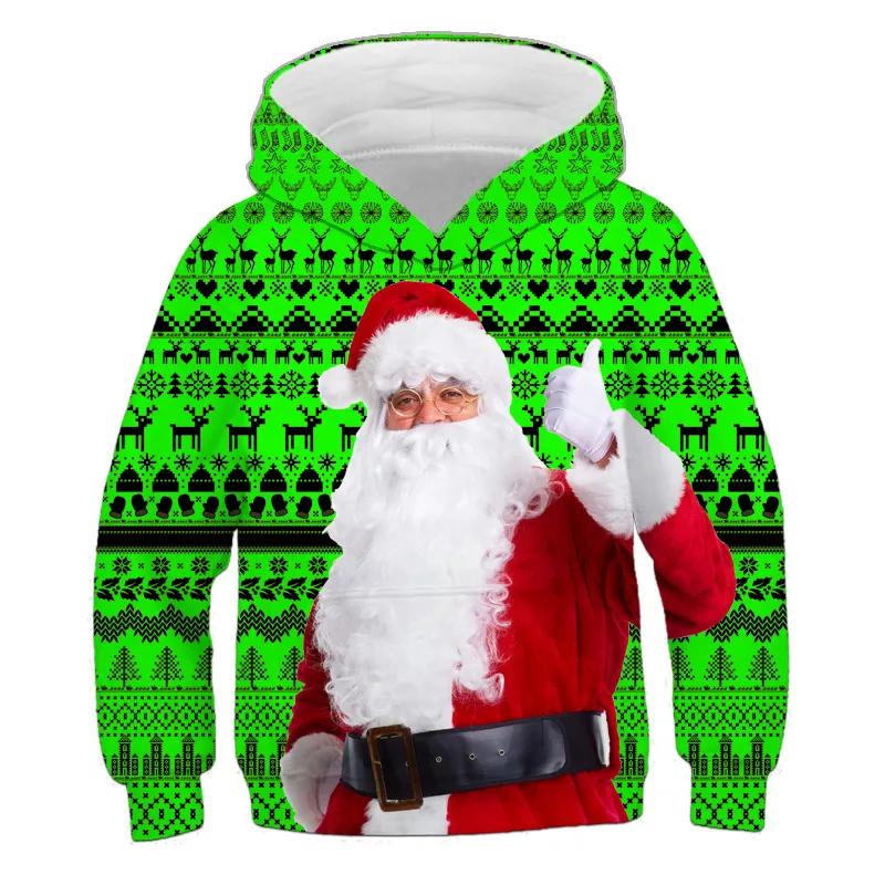 New Kid Hoodies Sweatshirt Boys Girls Christmas Printing Costume Children Clothing Family Party Santa Claus Kids Pullover Coats