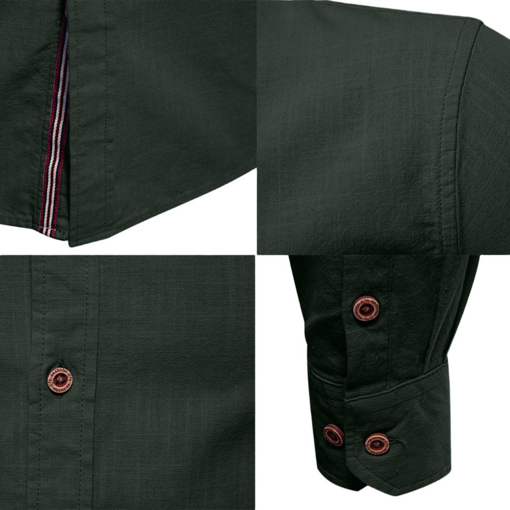 Мужская рубашка с длинным рукавом в стиле business casual, хлопково-льняная, для повседневной носки