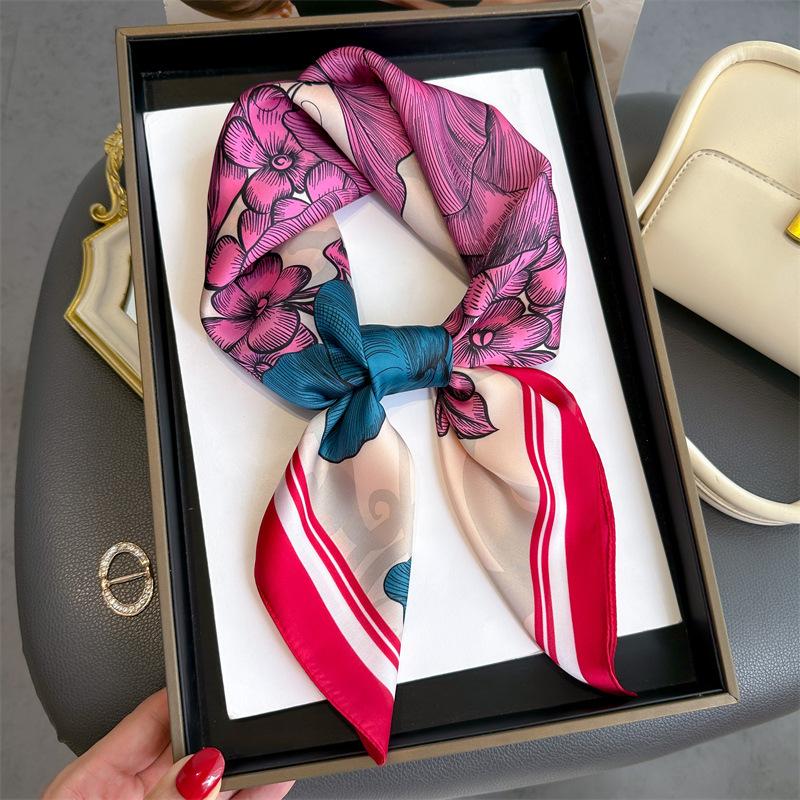70 * 70cm New Silk Small Square Scarf For Women'S Neck Protection Professional Scarf Versatile Hair Tie Headscarf Scarf