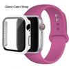 Стекло+корпус+ремешок для Apple Watch band 44 мм 45 мм 42 мм 41 мм 40 мм 38 мм Силиконовый ремешок для часов браслет iWatch series 8 9 7 6 5 4 3 SE