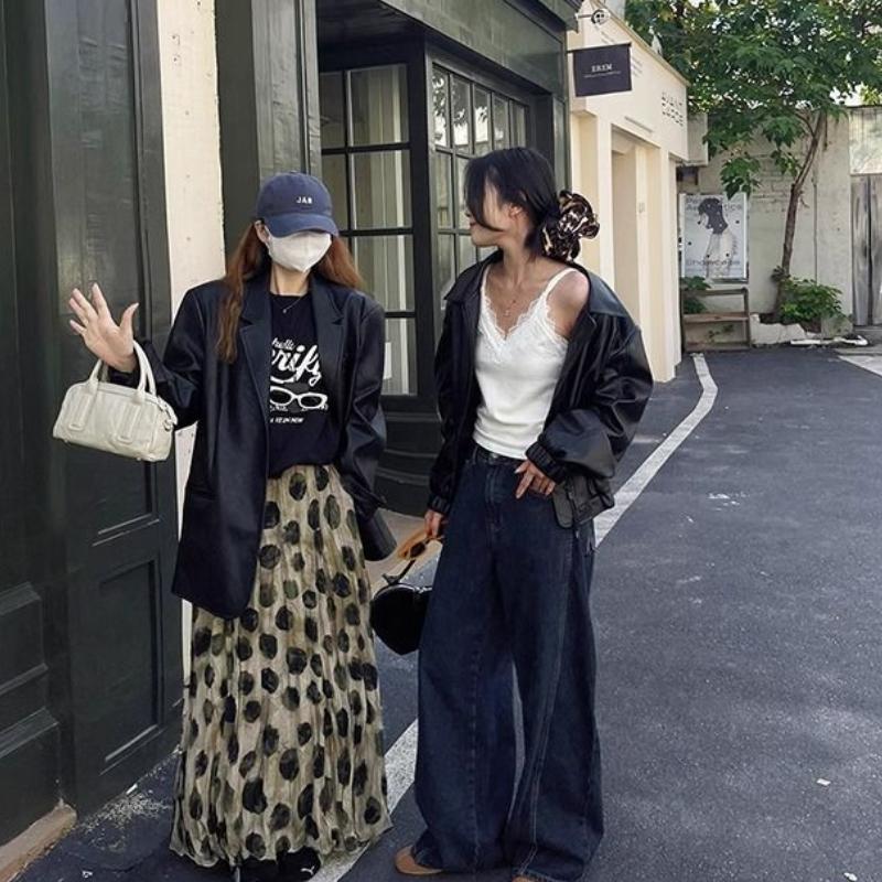 Женская юбка-полусолнце в стиле ретро с принтом прикрывает бедра, демонстрируя стройный темперамент. Летняя длинная юбка в горошек с высокой талией для женщин.