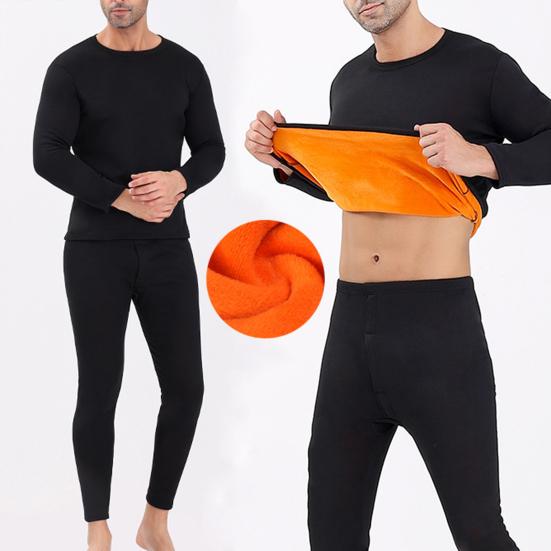 1 комплект мужского зимнего термобелья, утепленный, облегающий, удобный, прочный тканевый топ, брючный костюм