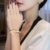 Gold-Plated Mother-of-Pearl Retro Open Bangle - Luxurious High-End Fashion Bracelet for Women