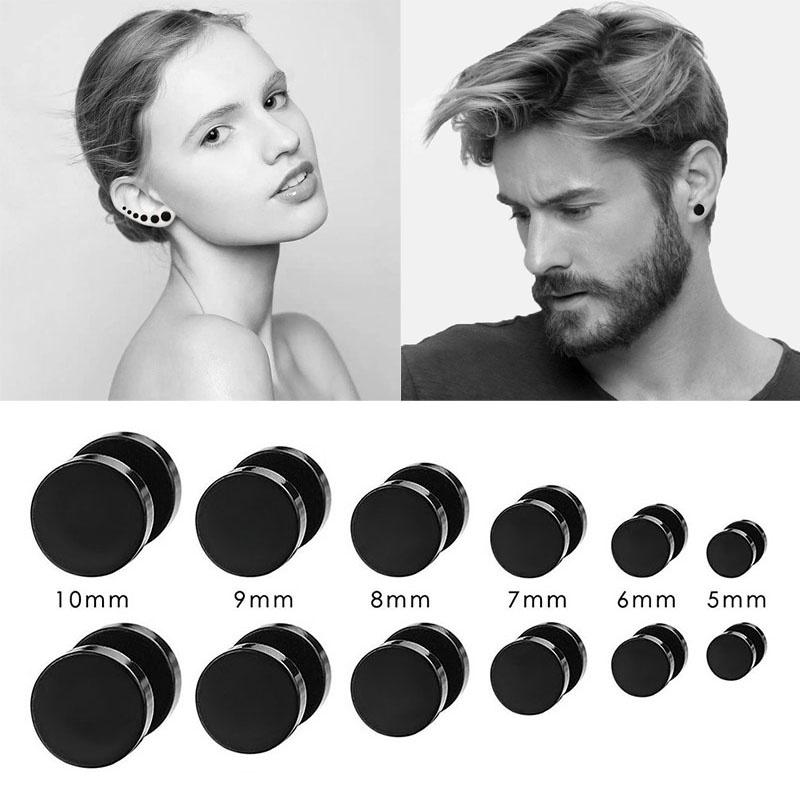 6Pairs Fashion Black Round Dumbbell Earrings Suits