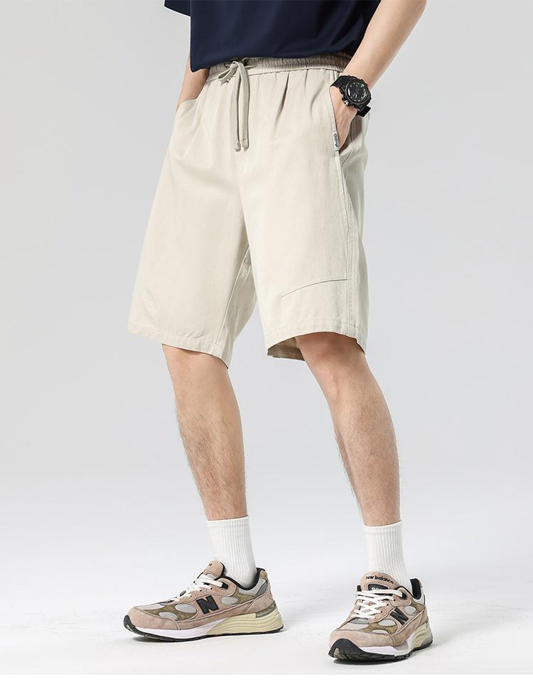 Lyocell Tencel Thin Edition: Retro textured work pants straight leg men's casual shorts