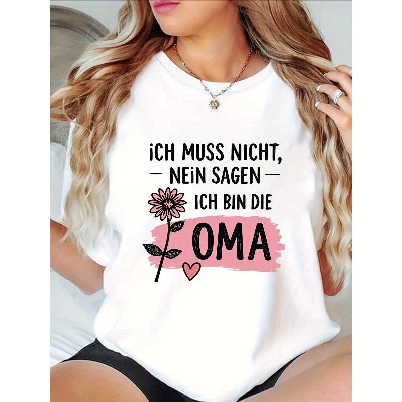 Plus Size - Plus Size - I DON'T HAVE TO SAY NO I'M THE GRANDMA Letter Print Plus Size Women'S T-Shirt, Short Sleeve Crew Neck Casual Top