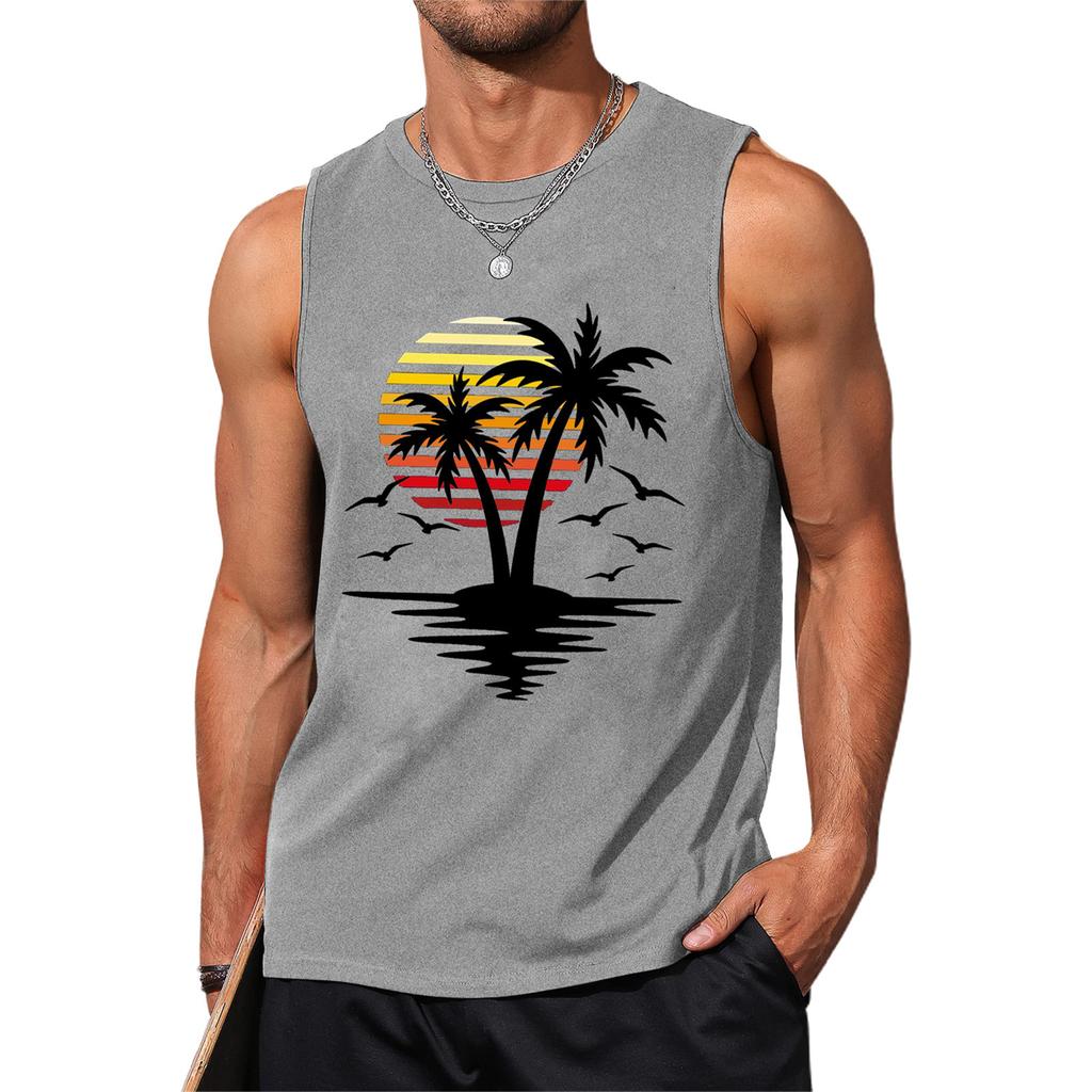 Мужская летняя пляжная майка для серфинга, большой размер, повседневный дышащий топ без рукавов, свободная майка с принтом, мужская рубашка
