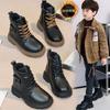 Boys Martin Leather Boots Children's Boots 2025 Autumn and Winter New Velvet British Boys Short Boots Children