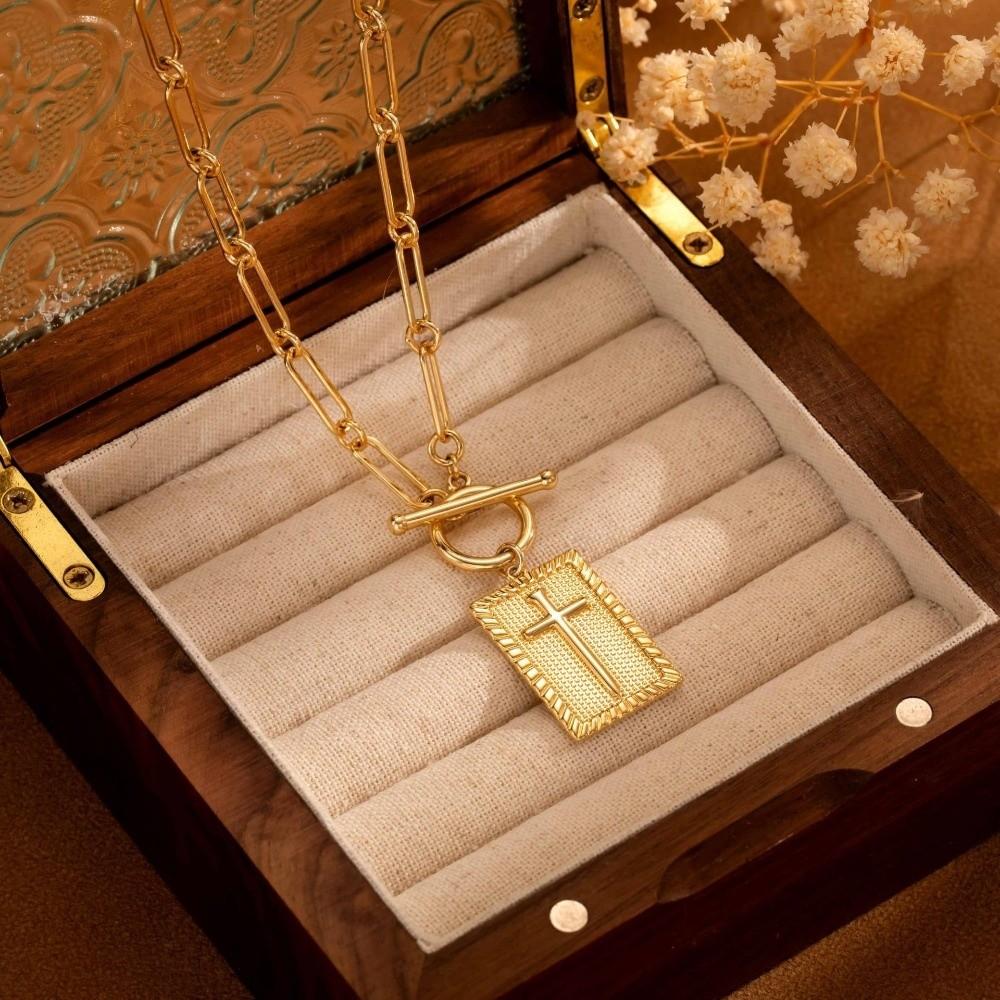 Ожерелье из нержавеющей стали с подвеской в виде скрепки и водонепроницаемое ожерелье с подвеской в виде креста для парных аксессуаров