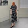 Chic Striped T-shirt Dress Women's Summer Loose Casual Temperament Plus Size Dress