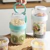 Overnight Oats Container 2-Tier Breakfast On the Go Cups with Lid and Spoon Portable Yogurt Oatmeal Container Jar for Students