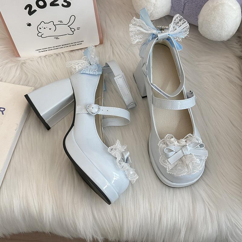 Новые женские босоножки на высоком каблуке Мэри Джейн, модные, универсальные, легкие, с эффектом увеличения, с бантом в стиле принцессы