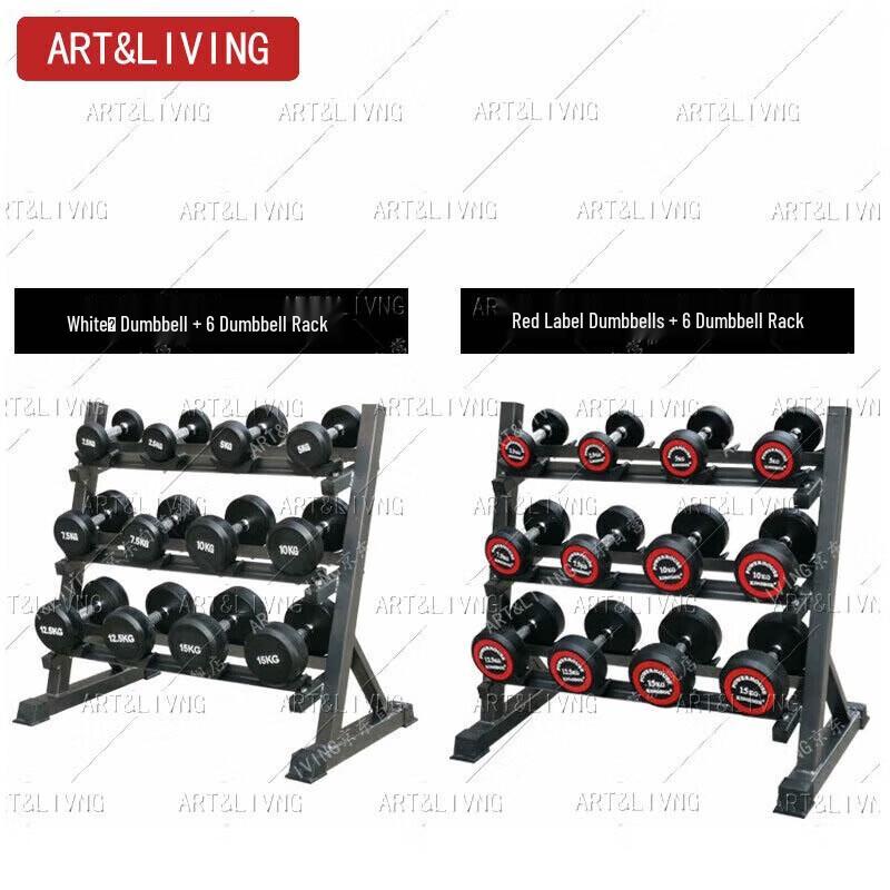 ART&LIVING Rubber-Coated Dumbbell Set with 3-Tier Rack