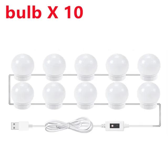 USB трехцветная регулировка яркости Голливудское зеркало фара зеркальная лампа лампа для макияжа лампочка фара 5В лампа для ванной