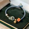 Этнический стиль Цветок Лотос Нефрит Жемчуг Плетеные Браслеты Регулируемый Тканый Браслет Для Женщин Ювелирные Изделия Аксессуары
