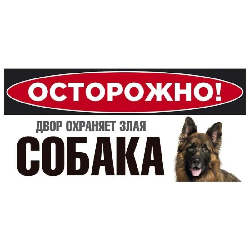 Осторожно, злая собака Металлическая табличка, Предупреждающая табличка на забор или дверь 30x15см