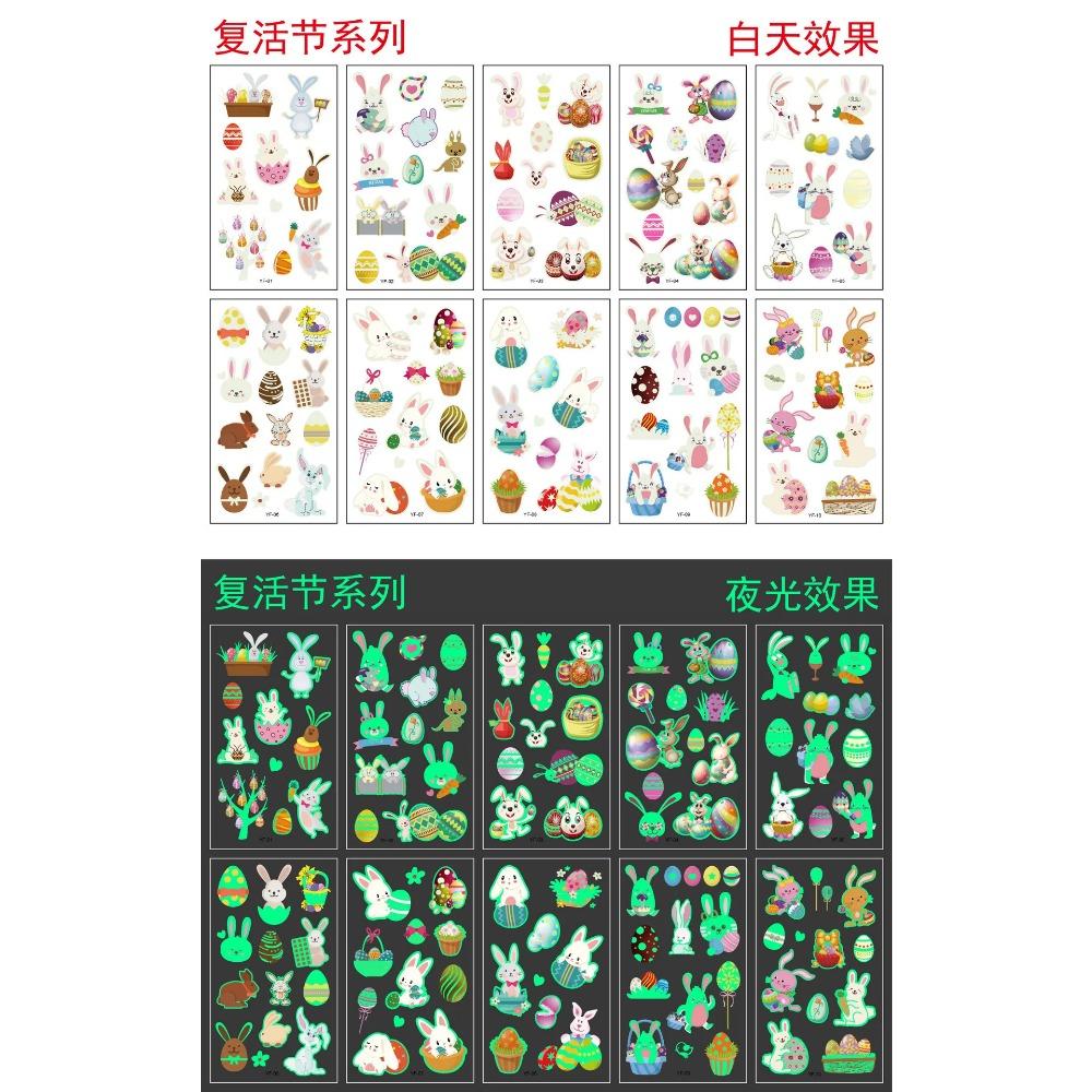 5/10Sheets Luminous Tattoo Anime Stickers Toy Children Body Art Temporary Fake Tattoos Waterproof Cartoon Unicorn Animal Mermaid