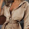 Half Sleeve Elegent Beauty Lady Dress Above Knee Loose Closure Summer Turn-down Collar Soft Button Shirt Dress Dress