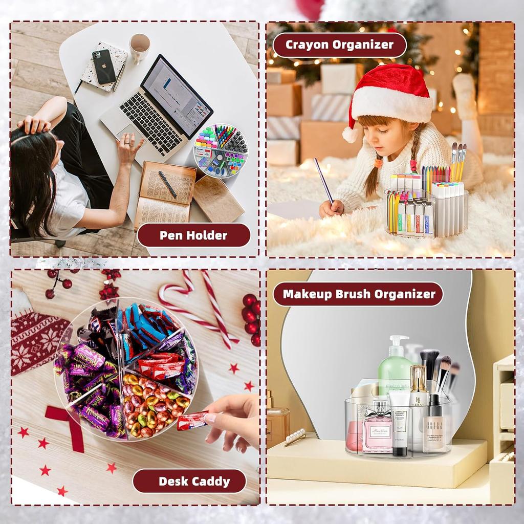 Absonic Acrylic Pen Holder Pencil Organizer, 360-Degree Rotating Pencil Holder, Crayon Organizers for Kids Marker Organizer Caddy Art Supply Kids