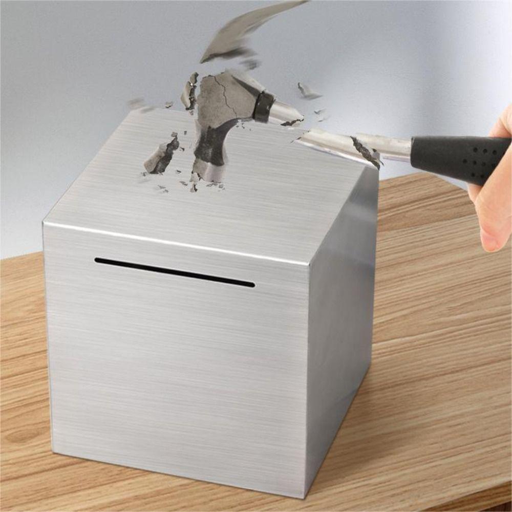 Solid For Kids/Adults Stainless Steel Jar Safe Box Piggy Bank Money Bank Box Money Savings Bank