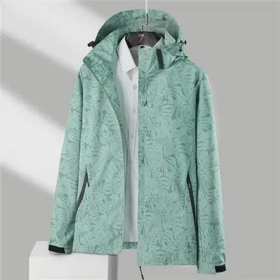 Men's and Women's Windproof and Breathable Outdoor Jacket with Maple Leaf Design and Detachable Hood, Ideal for Spring and Autumn.